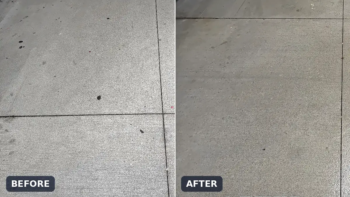 Before and after: storefront walkway cleaned at a local restaurant in Oshawa